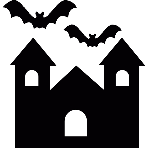 mansao assustadora de halloween com morcegos