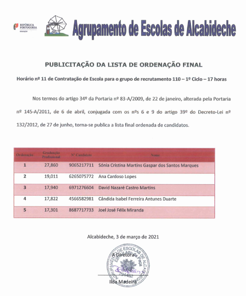 Lista Ordenao Final Horrio 11 pdf